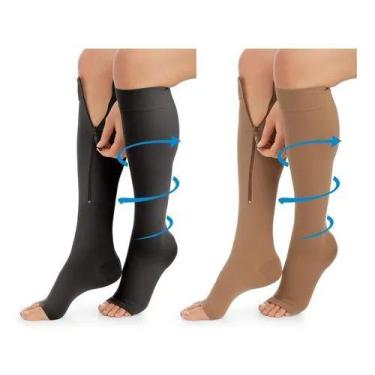 Imagem de Meia De Compressão 3/4 Zíper Inchaço Dores Varizes Trombose - Medical,