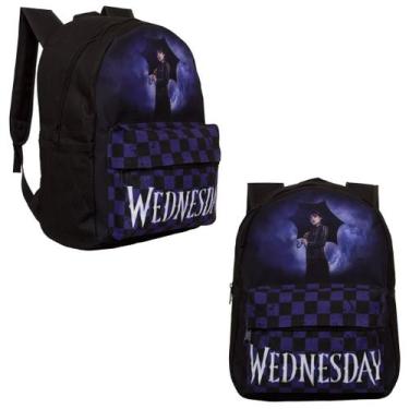 Imagem de Mochila Escolar Infantil Preta Feminina Wandinha Costas - TOYS 2U