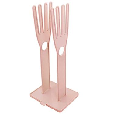 Imagem de DGHAOP Luvas cor rosa suporte 15 x 12 x 34 cm cozinha multifuncional luvas de borracha ralo suporte de armazenamento toalha suporte de secagem ferramenta de cozinha criativa