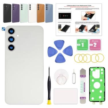Imagem de GREEN FUSION Compatível com substituição da capa traseira do Galaxy S23 FE, S23 FE 5G SM-S711, porta de vidro traseira com lente de câmera pré-instalada, ferramentas de reparo e instruções, creme
