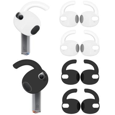 Imagem de BLLQ 4 pares Galaxy Buds3 Ear Hook Cover Grip Tip Antiderrapante Acessórios compatíveis com Samsung Galaxy Buds 3, Preto/Branco 804wb4