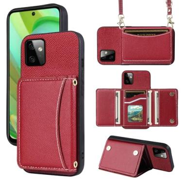 Imagem de Furill Capa de telefone para Motorola Moto G Power 5G 2023 capa carteira com alça de ombro transversal e suporte de cartão de crédito de couro bolso fino suporte acessórios para celular GPower G5