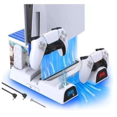 Imagem de Cooler Carregador Ps5 Resfriação Suporte P/Fone Slot Jogos