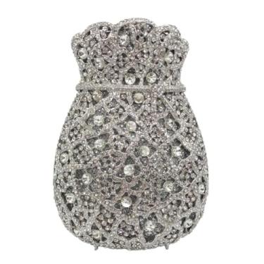 Imagem de Tngan Bolsa feminina para dinheiro bolsa noturna com cristais brilhantes strass festa de casamento formatura clutch, B - prata Ab