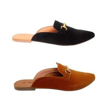 Imagem de Kit 2 Pares Sapatilha Feminina Sapato Mule Conforto Moda-Feminino