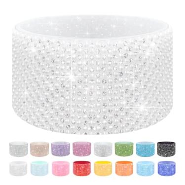 Imagem de WORBSS Bota de silicone com glitter diamante para copo Stanley Cup 1,134 g e simples moderno 850.5-1,134 g Trek Tumbler acessórios para garrafas de água com base cilíndrica trapezoidal de 7 a 7,4 cm