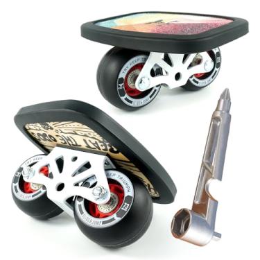 Imagem de TKT FreeSkates - Skate de roda dividida de metal - Placa de deriva livre de alta resiliência - Sapatos de deriva de bordo com protetor de borda - Placa de deriva portátil de alta qualidade para uso