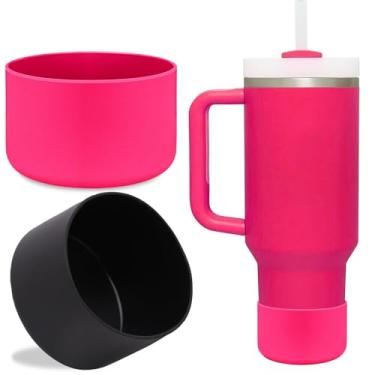 Imagem de LUCKINEE 2 peças de protetor inferior de bota de silicone para Stanley Tumbler 567.0-1,134.0 g, e compatível com garrafa de água Hydro Flask 340-680 g e mais garrafas com fundo de 7 a 7,5 cm