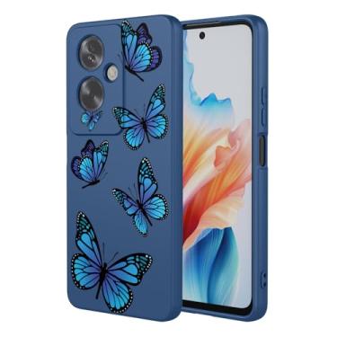 Imagem de HTXWXJC Capa de telefone para OnePlus Nord N30 SE, Oppo A79 5G CPH2605 capa à prova de choque flexível bumper TPU capa macia padrão borboleta capa de telefone para OnePlus Nord N30 SE borboleta azul