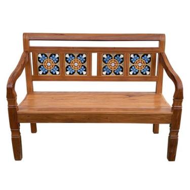 Imagem de Banco Namoradeira 2 Lugares Ladrilho Azul Madeira Peroba Rosa Sudeste 