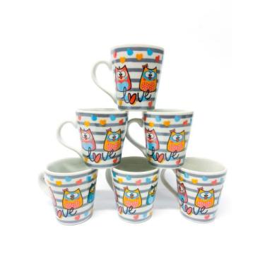 Imagem de Xícaras caneca Café Chá Porcelana 110 Ml louça personalizada 6 unidade