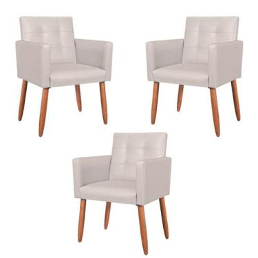 Imagem de Kit 3 Poltronas material sintético para Manicure Sala de Estar Decorat