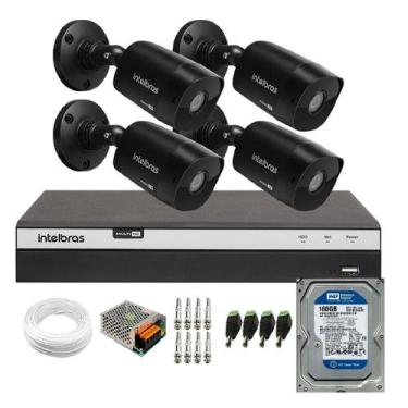 Imagem de Kit Cftv 4 Cameras 1220 Bullet Black Full Hd + Dvr Mhdx 3104 C/Hd - In