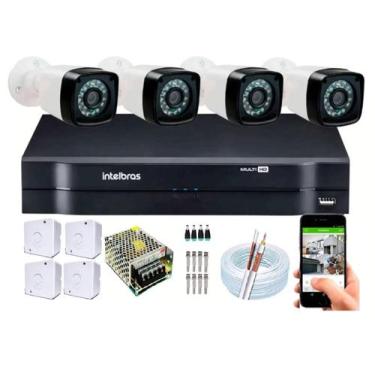 Imagem de Kit 4 Cameras Segurança 720p Full Hd Dvr Intelbras 4ch S/hd