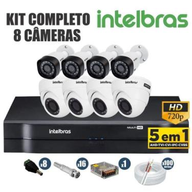 Imagem de Kit CFTV Intelbras Completo 8 Câmeras AHD 720P DVR 8 Canais