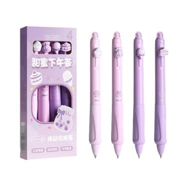 Imagem de Joucien 4 canetas/caixa - caneta apagável fofa de 0,5 mm, caneta neutra, borracha térmica, prensa neutra - chá da tarde (preta)