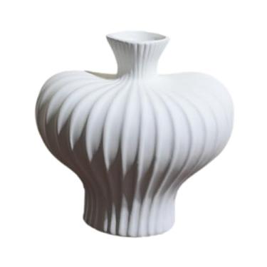 Imagem de WeiLaiKeQi Arte moderna vaso de flores vaso cerâmica plantas recipiente flor artesanato arranjo flor decoração para casa para estante armário, Branco