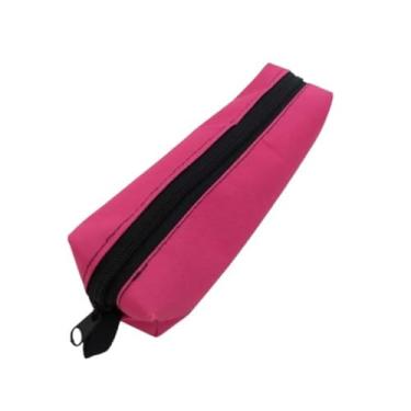 Imagem de Estojo Escolar em Nylon com 1 Compartimento para Material Escolar, Ideal para Volta às Aulas (Rosa)