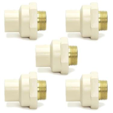 Imagem de Kit 5 Conector 22mm 3/4 Cpvc Água Quente Tubo Luva Transição - ViaSol 