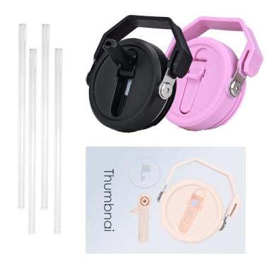 Imagem de 2 peças de tampa à prova de vazamento para Stanley, apenas para copo Stanley de 1,134 g, tampas removíveis com cabo de palha, tampa flip de canudo de 1,134 g para Stanley, ajuste perfeito para Stanley