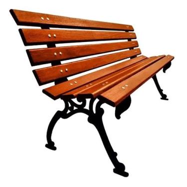 Imagem de Banco de Jardim Tamanduá em Ferro 8 Réguas Madeira Verniz - UNICLÁUDIO