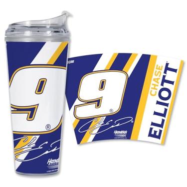 Imagem de Rico Industries Copo de acrílico NASCAR Racing Chase Elliott 680 g com tampa articulada, copo de parede dupla oficialmente licenciado com canudo