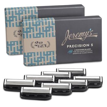 Imagem de Jeremy's Razors for Men - Precision 5 Razor Blade Refills - 8 Cartridges (Fits All 2nd Gen Handles) - Precision Trimmer, Stainless Steel Design, Lubricating Strip - Men's Shaving Blades