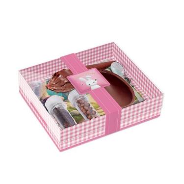 Imagem de Caixa Kit Confeiteiro Contos Páscoa Rosa - Meio Ovo De 100g - 19,5x17x