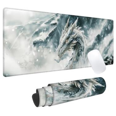 Imagem de Tapete de mouse para jogos Ice Dragon, tapete de mesa de escritório, base de borracha antiderrapante, tapetes de mouse estéticos legais para computador, laptop, teclado, escola, casa, mesa, jogador