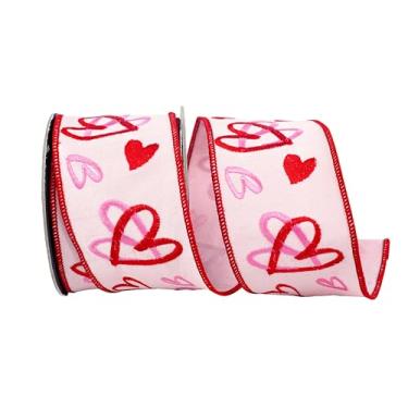 Imagem de Reliant Ribbon Coração emaranhado bordado Dupioni Deluxe fita com fio, rosa