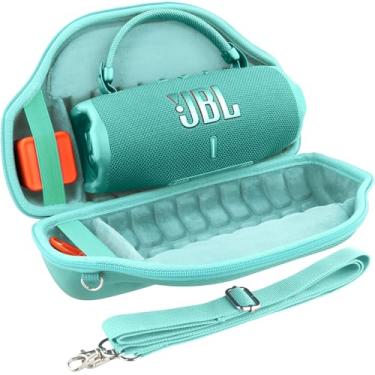 Imagem de co2CREA Capa para alto-falante Bluetooth JBL Charge 6 à prova d'água, portátil, bolsa de viagem rígida com alça de ombro removível (capa verde menta)