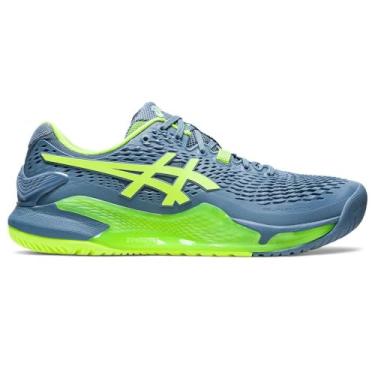 Imagem de Tenis ASICS Gel Resolution 9 All Court Masculino Azul Aço e Verde Neon Modelo 2023 (br_footwear_size_system, adult, numeric, numeric_44)