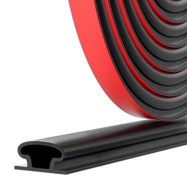 Imagem de OXRQ Faixa de Vedação de Porta com Vedação Contra Intempéries, Faixa de Vedação de Porta Em Formato de D, Faixa de Vedação de Porta Autoadesiva para Isolamento Acústico de Vedação (60 Pés, Preto)