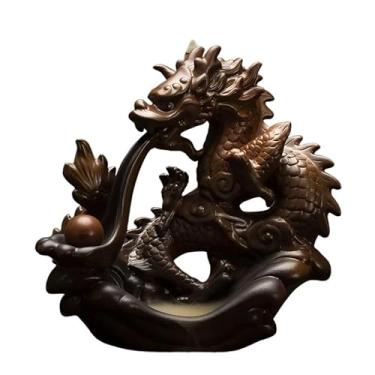 Imagem de FTOQWZXV Censário de cachoeira queimador de incenso de dragão de cerâmica grande refluxo incensário decoração de casa artesanato de cerâmica suporte de incenso de sândalo queimador de incenso de