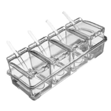 Imagem de IEUDNS Clear Temasoning Box Temue Storage Storage Container Saberting com tampa Caixa de condimento de pátio de especiarias transparente para casa de