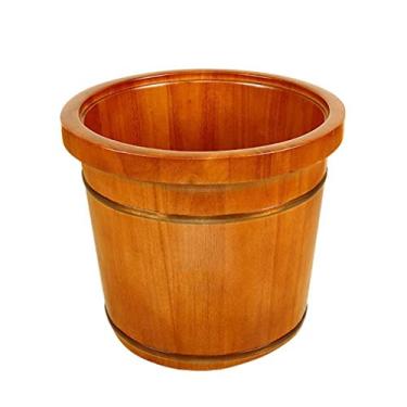 Imagem de FTOQWZXV Balde para banho de pés, acessórios de sauna, balde de água, banheiras de madeira feitas à mão, barril relaxante para os pés, presente (A)