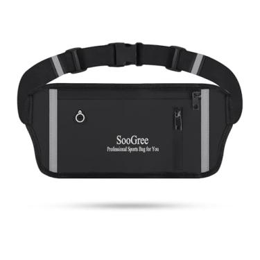 Imagem de SooGree Pochete de corrida para homens e mulheres, pochete resistente, bolsa de cinto de dinheiro para caminhadas, ciclismo, treino, suporte de telefone de academia com alça ajustável, GSP1187-Preto