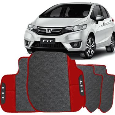 Imagem de LINDO JOGO TAPETE 4 PEÇAS CARRO AUTOMOTIVO  NA COR VERMELHO  Honda Fit