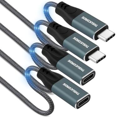 Imagem de Thsucords Cabo de extensão USB C 30 m, pacote com 2, USB tipo C 3.1 10Gbps 100W macho para fêmea para MacBook Pro/Air, telefone, tablet, etc