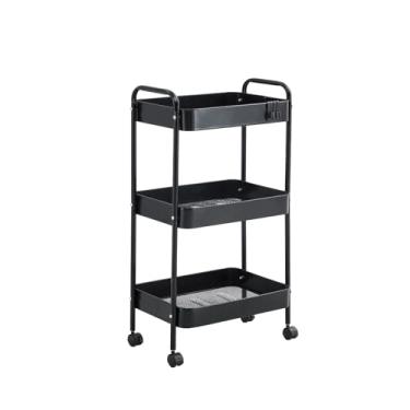 Imagem de Evolux, Carrinho Organizador Multiuso Gala Prateleiras Rodinha Preto