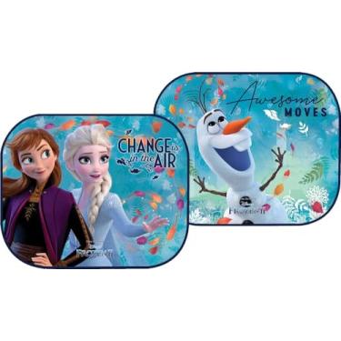 Imagem de Par de protetores solares laterais para carro Frozen II Elsa, Anna e Olaf - Proteção solar gráfica oficial para meninas Disney