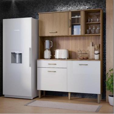Imagem de Armário De Cozinha Completo Compacto Com Balcão 4 Portas E 1 Gaveta Ma