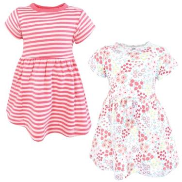 Imagem de Hudson Baby Vestidos de algodão para bebês e meninas, Campo de flores rosa brilhante, 3-6 Meses