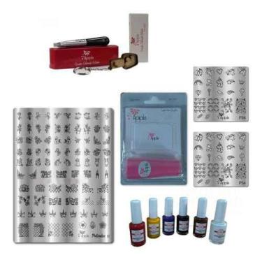 Imagem de Kit Placas E Carimbo Unhas Decora Unhas Sedução Unicórnio - Apipila