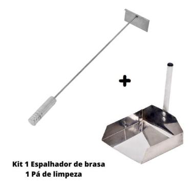 Imagem de Kit Espalhador De Brasa Inox Pá de Limpeza de Churrasqueira em Inox Qu