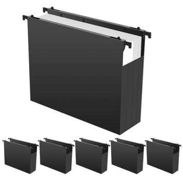 Imagem de WYOMER 6 pastas de arquivo de plástico para pendurar, sacos de arquivos suspensos de alta capacidade, bolso expansível para arquivos com divisórias móveis, pastas de arquivo suspensas tamanho A4 para