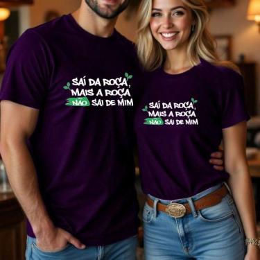 Imagem de Camiseta Algodão Unissex Casal Country Estampa Sai Da Roça Mas A Roça 