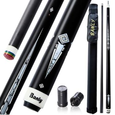 Imagem de Banly Bastão de taco de sinuca de 147 cm, bastões de taco de bilhar profissionais com ponta de 12,5 mm e extremidade de ébano, eixo de tecnologia de fibra de carbono, conjunto de bastões de mesa de