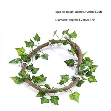 Imagem de Generic Galho de Escalada de Répteis, Ramo Flexível de Répteis, Com Copos de Sucção de 6,89 Pés Videira Rattan de Réptil para Lojas de Peixes Camaleões Aquário (Vinagre + folha de hera)