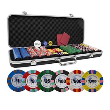 Imagem de Da Vinci Conjunto de fichas de pôquer Unicorn All Clay com 500 fichas autênticas de 9 gramas, estojo preto ABS, 2 baralhos de cartas de plástico, botões de revendedor e 2 cartas cortadas